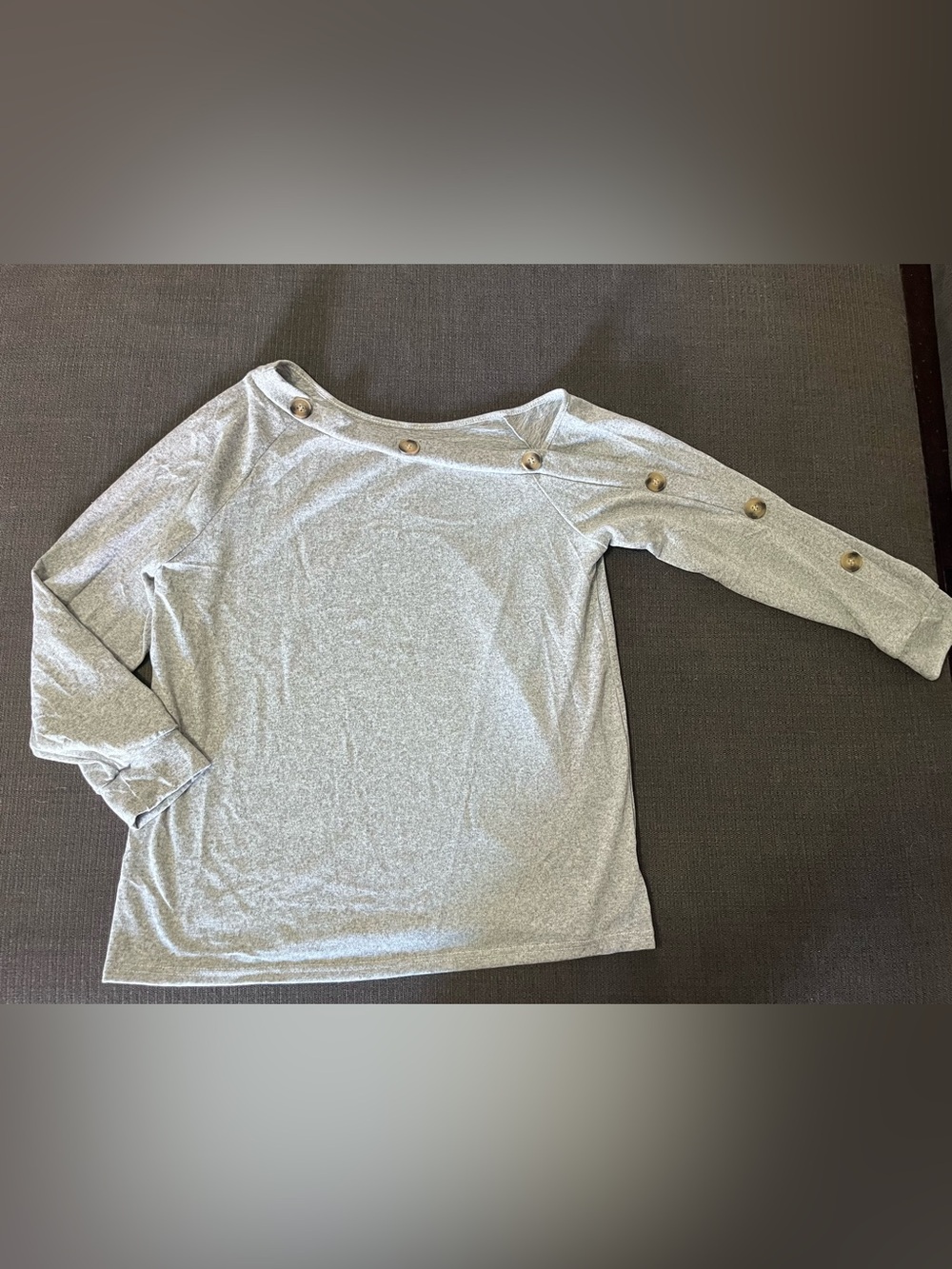 Off the Shoulder Button-Accent Top in Light Gray